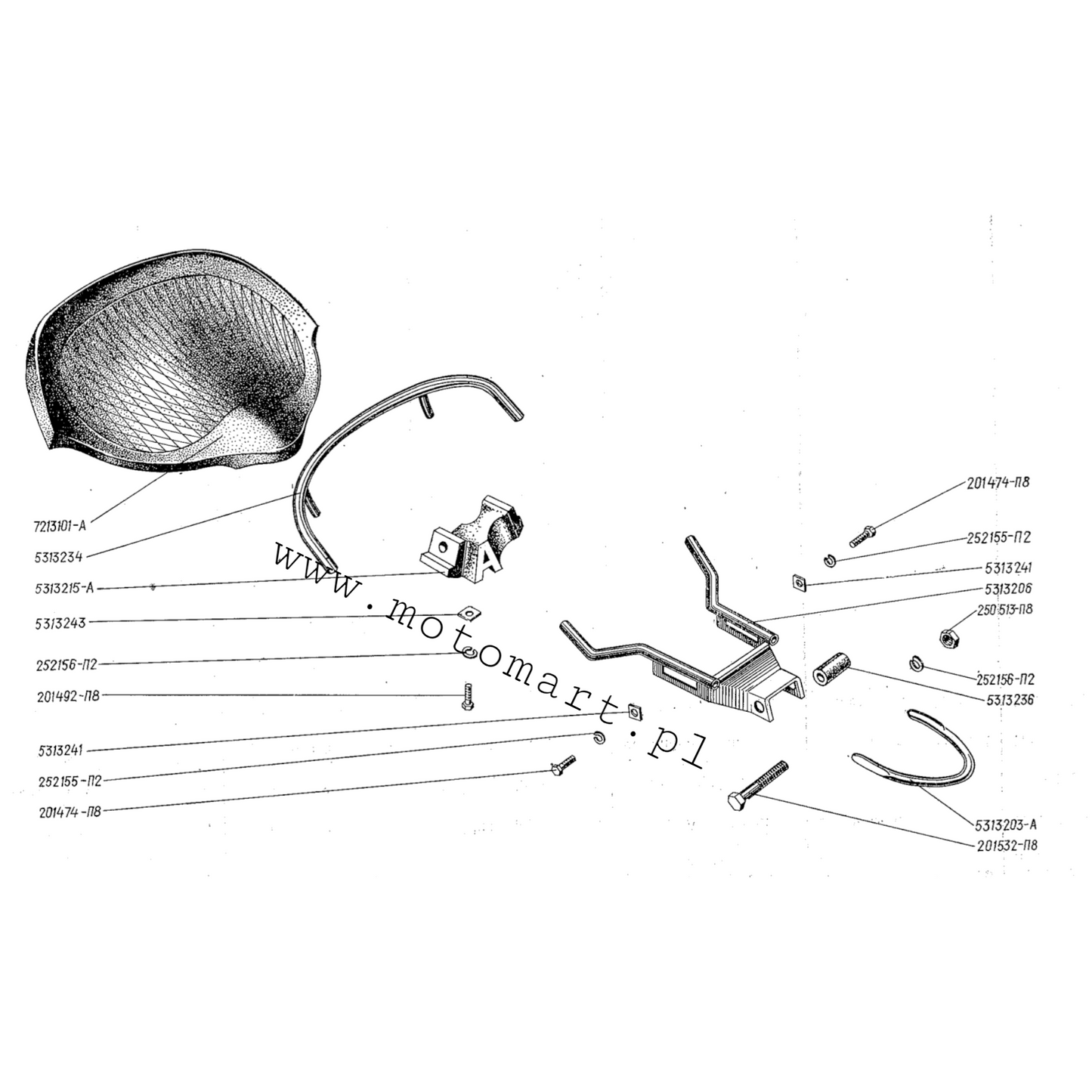 Driver's seat complete K750 Dnieper Ural M72 saddle spring rubber