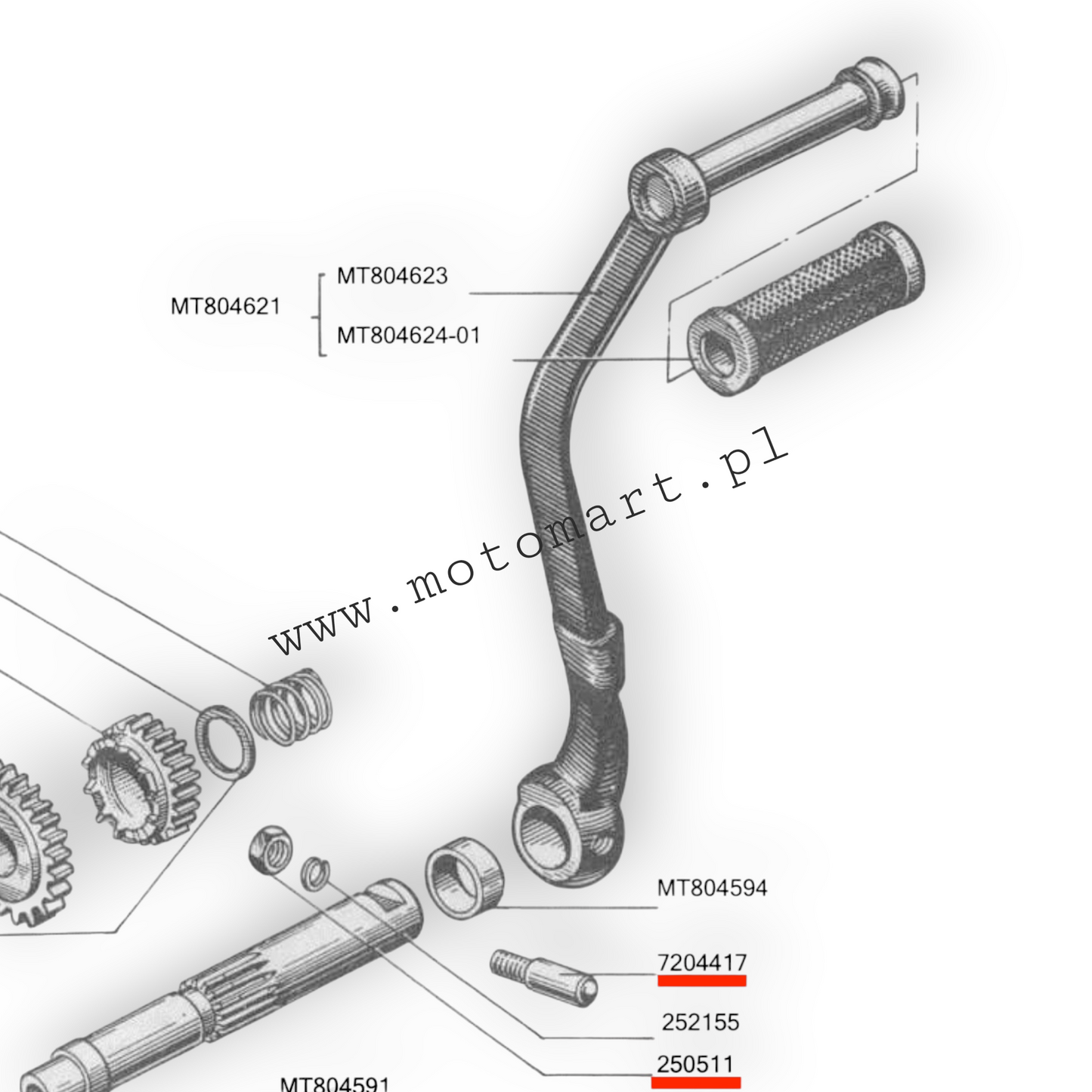 Dnjepr-Starter-Kickkeil, K-750, Ural, M-72-Getriebe