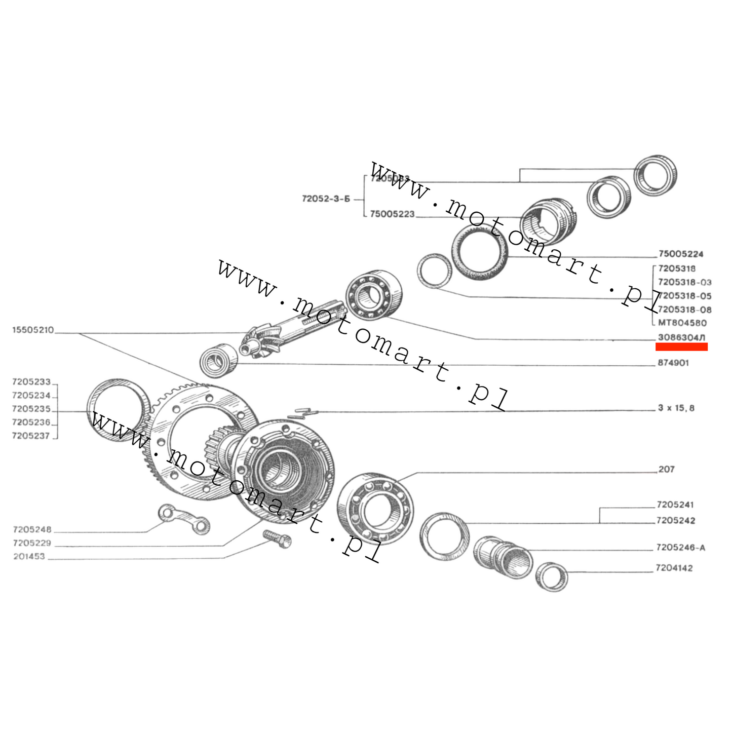 ŁOŻYSKO atak Dniepr MT Ural K750 atak dyfer przekładnia wałek zabierak