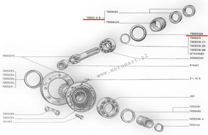 SCREW DIFFERENTIAL M-72 K750 URAL DNIEPR Screw NUT for differential +SIMERINGS O-RING