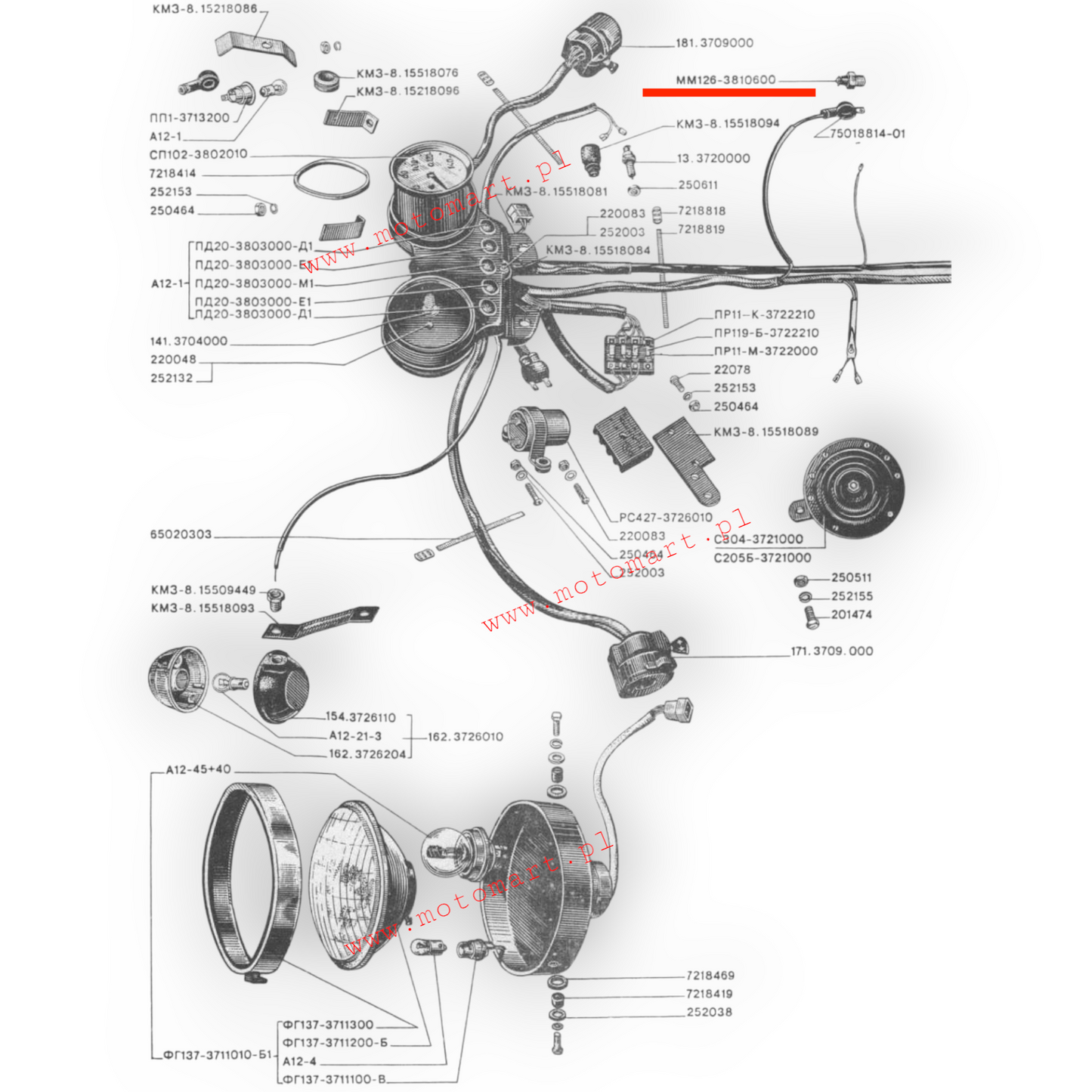 Engine oil pressure sensor Dnepr Ural ORYG cylinders pistons pump