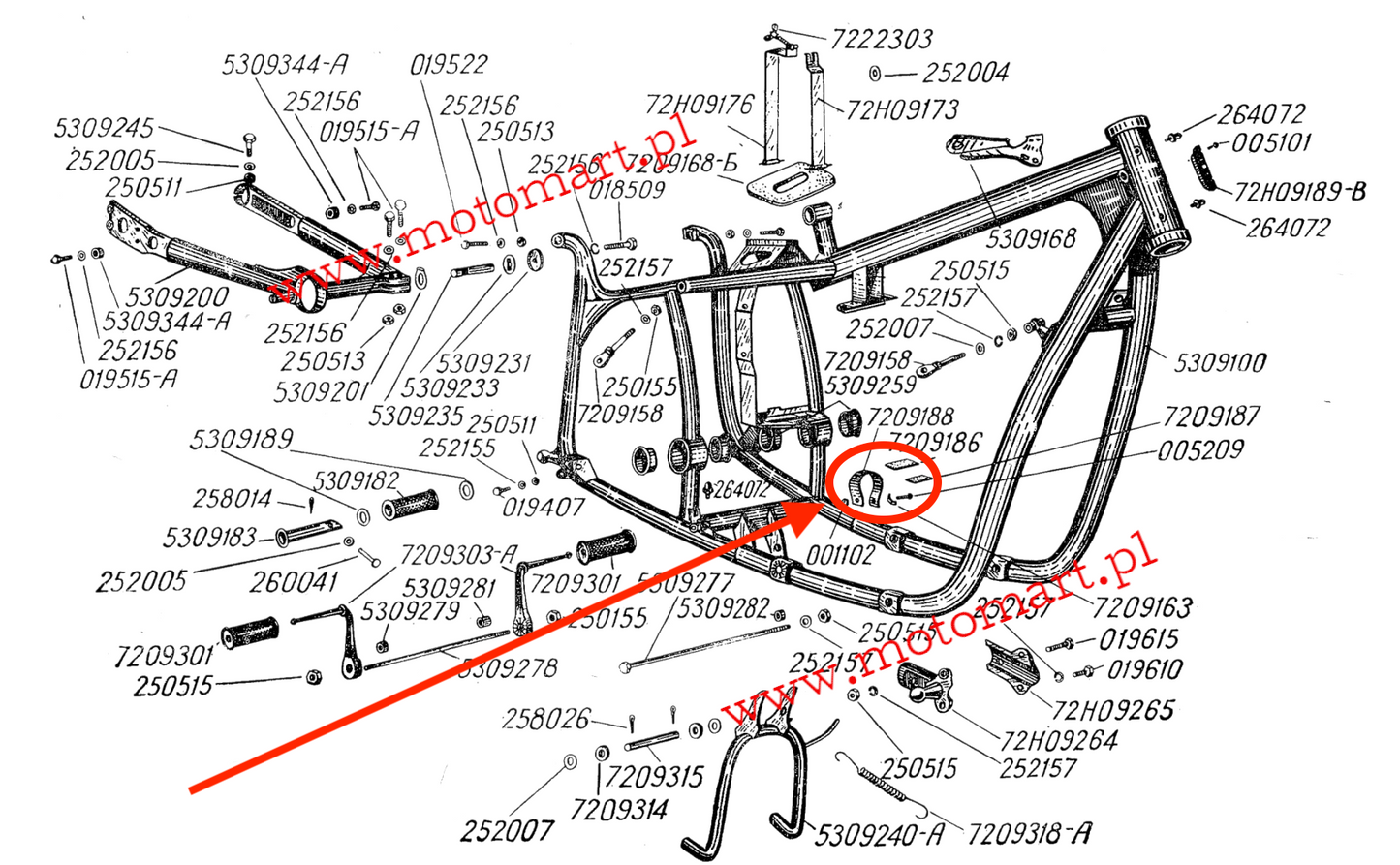 Kickstarter-Stoßdämpfer M72 K750 Ural Dnjepr MT Kickstarterbox Gummirahmen