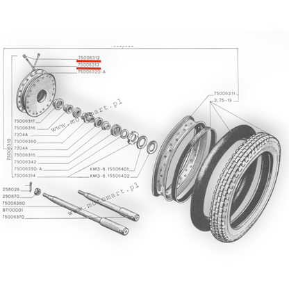 DNIEPR K-750 Speichen, Speichennippel, Felge, weiß, 120 mm, Satz – 41 Stück